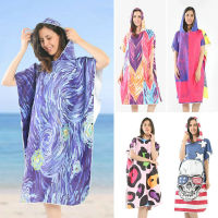 Beach Hooded Towel Wearable Bath Towel Women Mandala Sports Swimming Microfiber Changing Robe Leopard Print Poncho Bathrobe