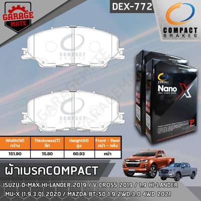 COMPACT ผ้าเบรคหน้า ISUZU D-MAX HI-LANDER 19-,V-CROSS 19-,X-SERIES 1.9 HI-LANDER 20-,MU-X 1.9,3.0 20- รหัส 772