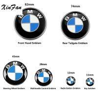 XINFAN สำหรับโลโก้ BMW,82มม. ฝากระโปรงหน้า74มม. แผ่นสัญลักษณ์ติดพวงมาลัย45มม. 29มม. ตราสัญลักษณ์ควบคุมมัลติมีเดีย12มม. Ridao ปุ่มสัญลักษณ์11มม.