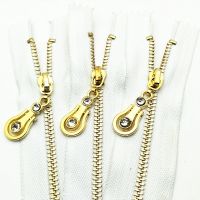 ✢❈✉ 2-5pcs 18cm White nylon brass metal zipper closed automatic lock sewing process