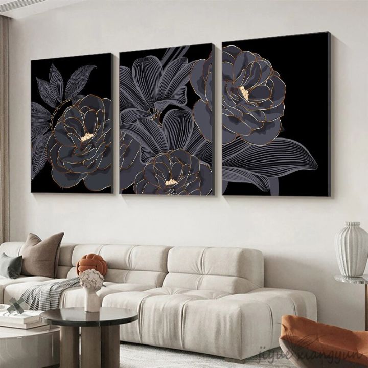 ultra-modern-black-golden-ดอกไม้ผ้าใบพิมพ์บทคัดย่อ-wall-art-ภาพวาดที่สมบูรณ์แบบสำหรับ-nordic-ห้องนั่งเล่นโซฟาตกแต่ง-top-home-decor-ยอดนิยม-wall-art