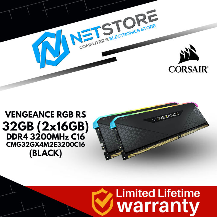 CORSAIR VENGEANCE RGB RS 32GB (2x16GB) DDR4 3200MHz C16 RAM (BLACK) -  CMG32GX4M2E3200C16 | Lazada