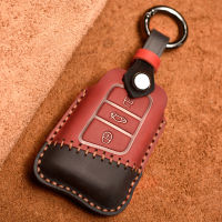 Genuine Leather Car Key Cover Case for VW Volkwagen B8 CC Tiguan MK2 Magotan Superb A7 3 Button Smart Keychain Case Protector