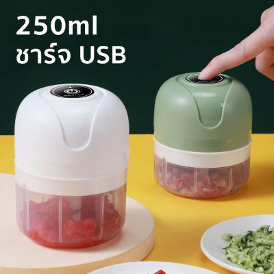 เครื่องบดกระเทียม 250ml เครื่องบดอาหาร เครื่องปันพริก ชาร์จ usb เครื่องบดสับ เครื่องปั่นพริก เครื่องเทศ เครื่องปั่นบด garlic crusher kujiru