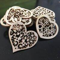 50pcs/lot Flower Heart Shape Wooden Craft Hanging Ornament Home Party Table Decoration DIY Handmade Scrapbooking Crafts 62569 Clips Pins Tacks