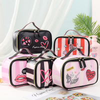 Female Waterproof Toiletry Storage Organize Makeup Case Women Cosmetic Bag Leather Portable