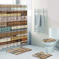 【Bathroom sale】ม่านอาบน้ำกันลื่นฝาชักโครกนุ่มห้องน้ำชุดห้องน้ำ3DWood Board