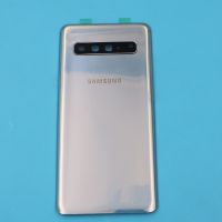 คุณภาพสูงสำหรับ Samsung Galaxy S10 5G G977U SM-G977B G977N กระจกหลังอะไหล่ตัวเครื่องฝาหลังแบตเตอรี่ + เลนส์กล้องถ่ายรูป + กาว