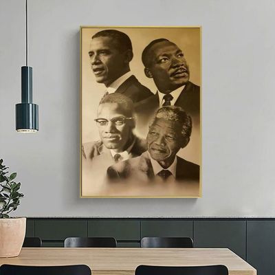 ผ้าใบพิมพ์ตกแต่งบ้านผนังศิลปะ Modular รูปภาพ Malcolm X มาร์ตินลูเธอร์คิงบารัคโอบามาจิตรกรรมนอร์ดิกโปสเตอร์สำหรับห้องนอนใหม่