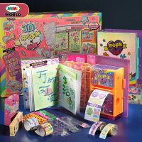 mimiworld Happy Handbook Diary Sticker Machine Childrens Stationery 3D Painting Rainbow DIY Notebook