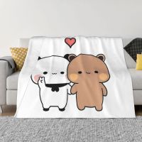 Bear Blanket Flannel Decoration CUTE COUPLE PANDA LOVE Portable Home Bedspread