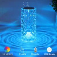 Crystal Table Lamp for Bedroom 16 Colors Touch/Remote Dimmable Night Light USB LED Bedside Diamond Rose Lamp Night Lights