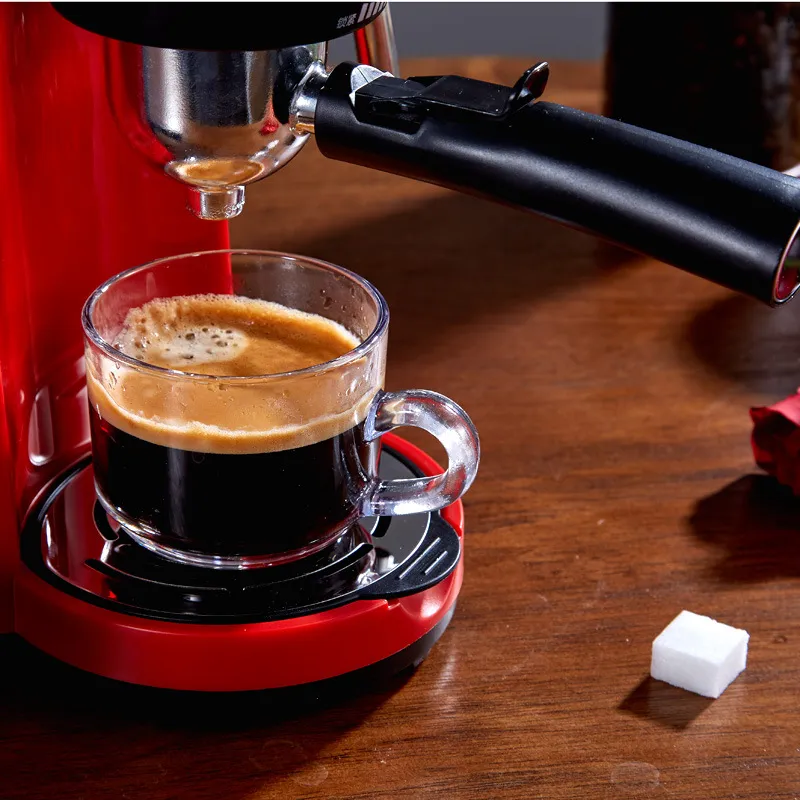 เครื่องต้มกาแฟ เครื่องทำกาแฟกึ่งอัตโนมติ สตรีมฟองนมได้ เครื่องทำกาแฟขนาดเล็ก  Bit Cheaper สีแดง | Pgmall