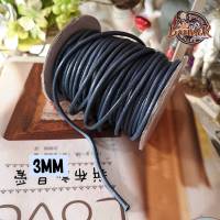 3MM #125 (มีให้เลือกสองขนาด) เชือกหนัง เชือกแว๊กซ์ เกาหลี เส้นกลม 3 มิล สีเทาดำ / 3mm Polyester cord / wax cotton rope string Thin leather DIY Handmade Beading Bracelet Jewelry