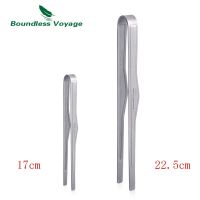 Boundless Voyage Titanium Steak Tea Cup Clip Multi-Use BBQ Tweezer Food Long Tongs Anti-scalding Fire Poker 6.7 inch / 10 inch