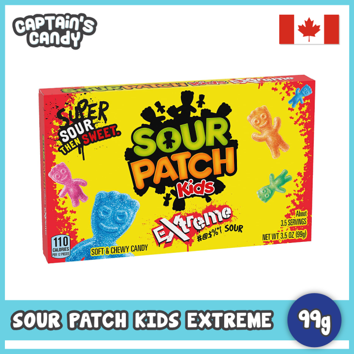 Sour Patch Kids Extreme Sour Soft & Chewy Candy, 99g (3.5 Oz) Box ...