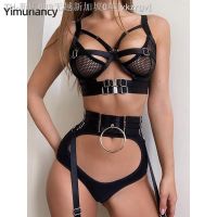 【CW】❉✗№  Yimunancy 3-Piece Transparent Gothic Set Cut Out Bandage Garter Brief