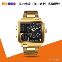 ⌚ นาฬิกา Moment beauty fashion leisure watches southeast Asia steel strap local tyrants gold square double digital watches