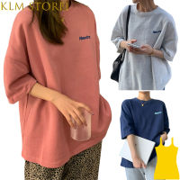 เสื้อยืดผู้หญิง Store1 KLM เสื้อเสื้อลำลองแขนสั้นหลวมไซส์ใหญ่เสื้อเสื้อสตรีคอกลมแบบสวมหัว