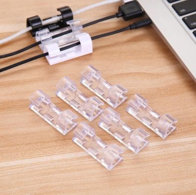 Transparent Cable Organizer Clips Cable Management Desktop ABS Wire Manager Cord Holder USB Charging Data Line Bobbin Winder Cables Converters