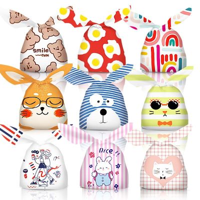 50Pcs New Cartoon Rabbit Ears Plastic Bags Dessert Baking Snowflake Crisp Nougat Gift Packaging
