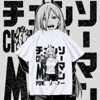 หล่อ Chainsaw Man เสื้อผ้าผู้ชาย 2023 ฤดูร้อนใหม่คอกลมแขนสั้น Power อะนิเมะเสื้อยืด UnisexS-5XL