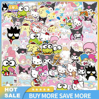 เกมของเล่นสติ๊กเกอร์กราฟฟิตีการ์ตูนน่ารัก Sanrio 100ชิ้นสติกเกอร์สำหรับสมุดบันทึกตกแต่งโทรศัพท์มือถือสเก็ตบอร์ดกีต้าร์