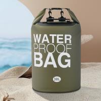 PVC Outdoor Sports Bag Foldable 30L Waterproof Bucket Bag Large Capacity Adjustable Double Shoulder Straps for Trekking Kayaking