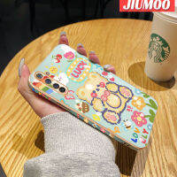 เคส JIUMOO สำหรับ Realme 6 Pro เคสการ์ตูนหมีโชคดีใหม่กรอบสี่เหลี่ยมชุบพื้นผิวเคสนิ่มซิลิกาเจลกันกระแทกเคสมือถือรวมทุกฝาครอบป้องกันเลนส์กล้องถ่ายรูป