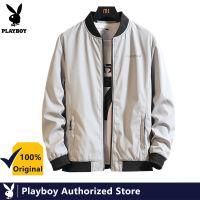 PLAYBOY แบรนด์แจ็คเก็ตซิปผู้ชายสบายๆสีทึบแจ็คเก็ตน้ำหนักเบาชายเสื้อแจ็คเก็ตคุณภาพสูง