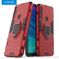 YUNYEEสำหรับHuawei Y7 Pro 2019 Huawei Y6 Pro 2019 Huawei Y9 Prime 2019 Huawei Y9 2019 Huawei Y7 2019 Y6 2019 Huawei Y7 Pro 2018 Y6 2018 Y9 2018 Y7 Prime 2018,ซิลิโคนTPUและHard PCเกราะกันกระแทกแหวนที่วางแบบโลหะฝาครอบเคสใส่โทรศัพท์