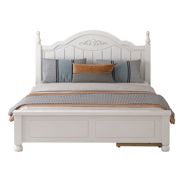 เตียงนอนไม้สน-เตียงนอนสีขาวสไตล์ยุโรป-ทรงสวยคลาสสิค-เพิ่มความหรูหราในห้องของคุณ-พร้อมส่ง