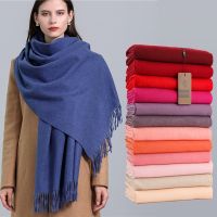 2023 Winter Cashmere Scarf Women Thick Warm Pashmina Shawls Wraps Solid Color Tassel Lady Blanket Echarpe Bufanda Hijab