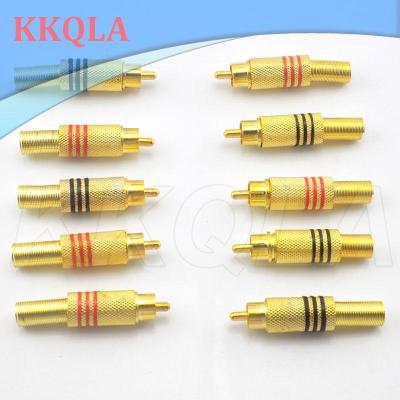 QKKQLA RCA Male Plug Connector Non Solder Audio Video Locking Cable Plug Adapter for Video IP Camera CCTV Camera Security