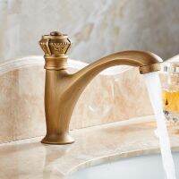 Antique Carving Brass Taps Single Handle Deck Mount Only Cold Water Balcony Washing Basin Faucet