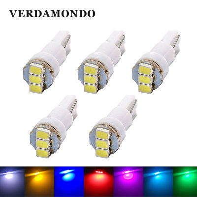 5 Pcs T5 Wedge 3 1206 SMD LED Car Interior Light Dashboard Bulbs License Plate Lamp Yellow Ice Blue Red Pink Green White 12V DC