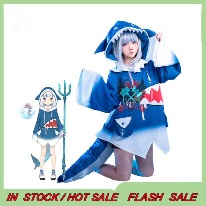 King Cos Hololive Gawr Gura Cosplay Costume ENG Shark Costume for Women ...