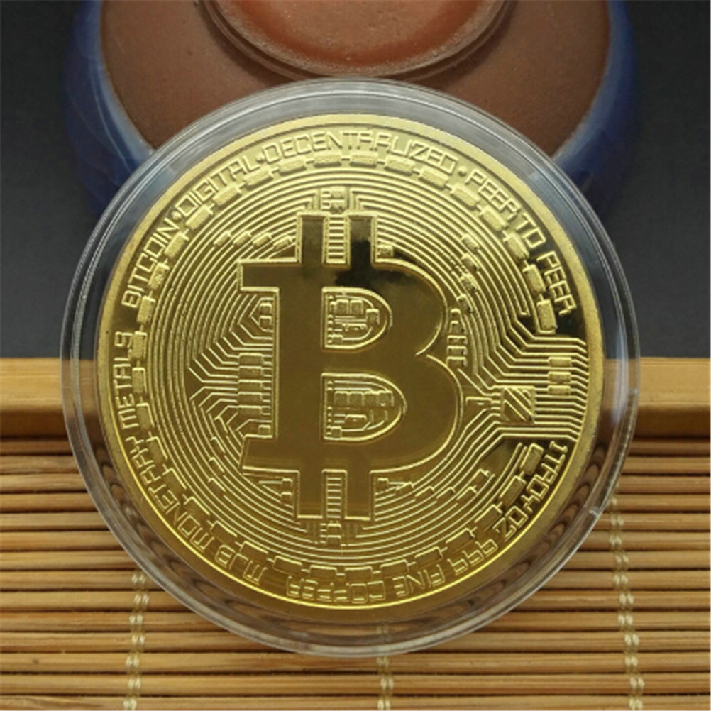 Gold Bitcoin Commemorative Round Collectors Coin Bit Coin is Gold Plated Coins 