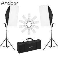 Andoer Professional Studio Photography Light Kit รวม50*70ซม. Softboxes * 2/ 4-In-1 Light Socket * 2/ 45W 5500K Light Bulbs * 8/ 2M Light Stand * 2/กระเป๋าถือ * 1