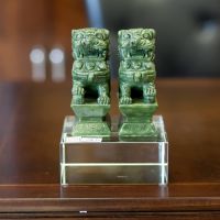 C&amp;C HOME Chinese jade carved lion สิงโตหยก หยกแต่งบ้าน ของตกแต่งบ้าน หยกสิงโต หยกฮวงจุ้ย สิงโตคู่