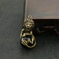 } “{》3ชิ้นวินเทจทองแดงบริสุทธิ์การผลิตที่ดีสง่างาม Lion King สิงโตคำรามป่าภูเขาจี้ทองแดงขนาดเล็กกุญแจทองเหลือง