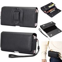 ▨ PU Leather Pouch Holster Belt Clip Case For iPhone Samsung Huawei Universal Mobile Phone Sleeve Dual Layer Card Pocket Bags