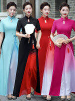 Ao Dai ปรับปรุงชุด Cheongsam 2022 Catwalk ชุดเวทีระดับไฮเอนด์ยาวสไตล์ย้อนยุคจีน