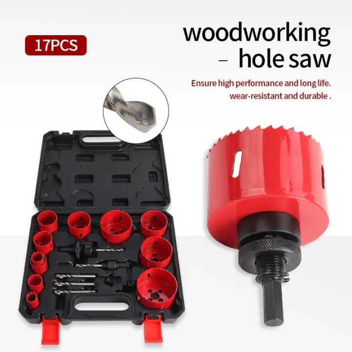 17PC/Set BiMetal Wood Hole Saw Kit Woodworking Hole Saw 1968Mm