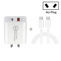 TCS-20WACA 20W PD Type-C + QC 3.0อินเทอร์เฟซ USB Fast Charging Travel Charger พร้อม USB-C / Type-C ถึง Type-C Fast Charge Data Cable AU Plug