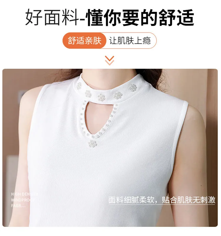 New Sling Inner Bottoming Shirt Spring Beaded Hollow Top Slimming