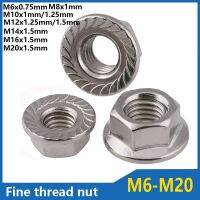 Mur benang halus DIN6923 Hexagon Flange Nuts Locking Serrated Lock nut Anti roda 304 Stainless Steel M6 M8 M10 M12M14M16 M20