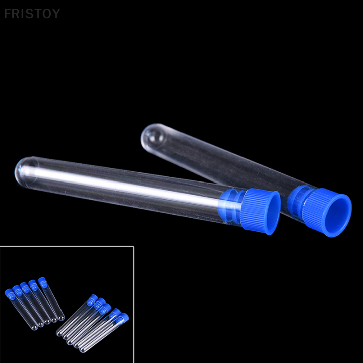 fristoy-10pcs-15x100mm-clear-plastic-test-tube-หลอดทดสอบพลาสติกแข็งพร้อมปลั๊กปีก