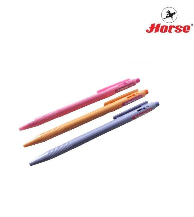 horse-ตราม้า-ปากกาลูกลื่น-แบบกด-0-7มม-h-06-หมึกน้ำเงิน-บรรจุ-50-ด้าม-กระป๋อง