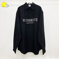 23SS Streetwear Oversize แฟลชเจาะโลโก้ VETEMENTS Limited Edition เสื้อแขนยาวผู้ชายผู้หญิงที่มีคุณภาพที่ดีที่สุด VTM เสื้อที่มีแท็ก